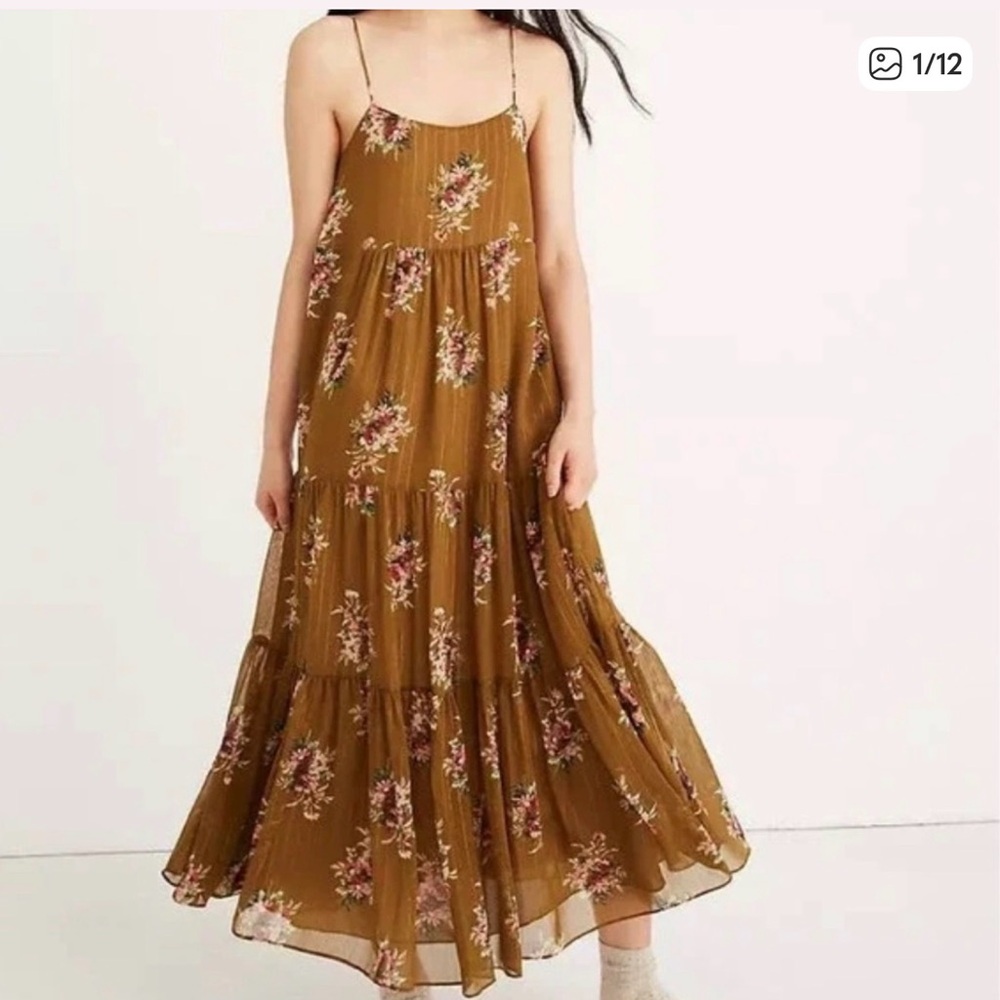 Madewell Mustard Floral Midi Dress